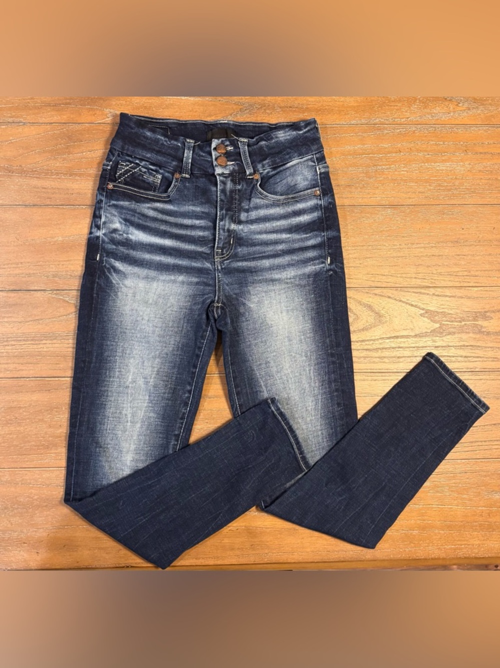 Buckle Women's Dark Blue Skinny Jeans with Faded Detail